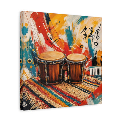 Side Mockup 7. Abstract Bongo Drums Colorful Music shown as canvas print