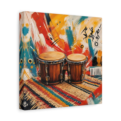 Side Mockup 9. Abstract Bongo Drums Colorful Music shown as canvas print