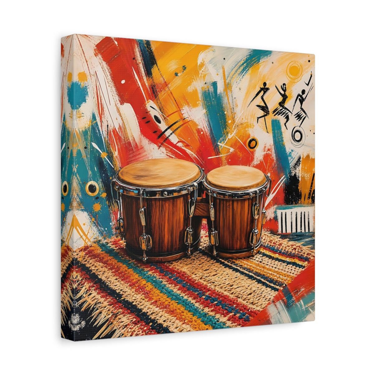 Side Mockup 8. Abstract Bongo Drums Colorful Music shown as canvas print