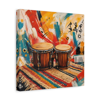 Side Mockup 8. Abstract Bongo Drums Colorful Music shown as canvas print