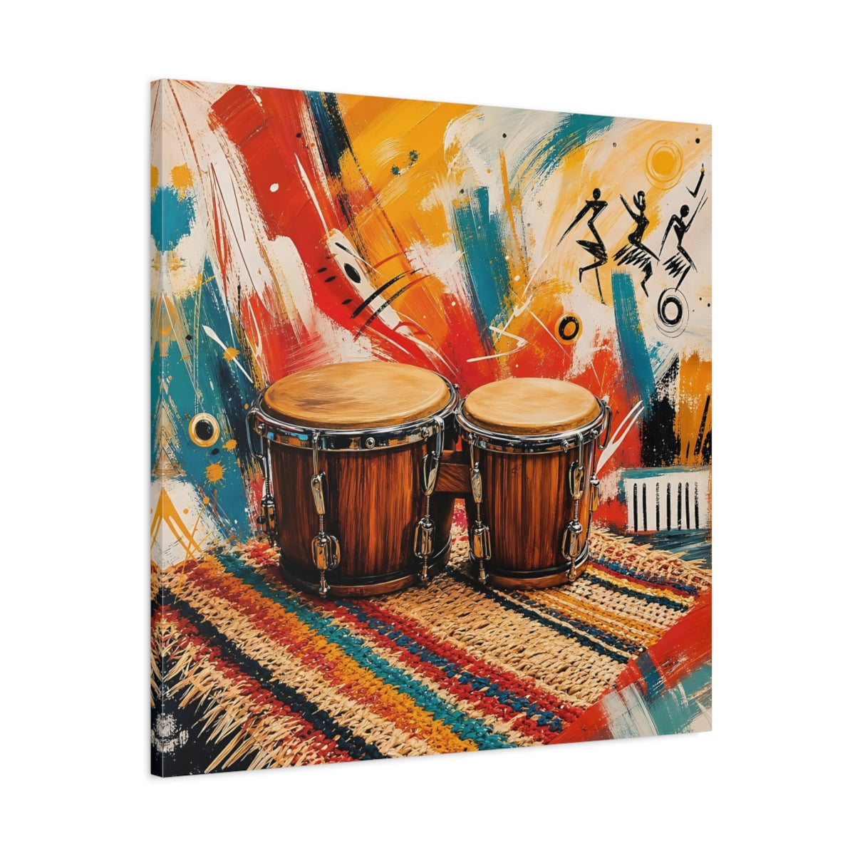 Side Mockup 3. Abstract Bongo Drums Colorful Music shown as canvas print