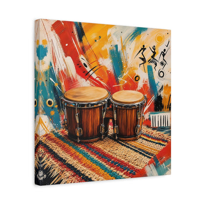 Side Mockup 6. Abstract Bongo Drums Colorful Music shown as canvas print