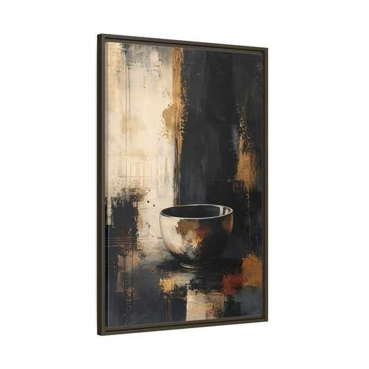 Main Mockup. Abstract Bowl Black Gold Abstract shown as stretched canvas wall art