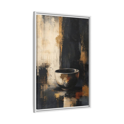 Abstract Bowl Black Gold Framed Canvas Wall Art - Decor for Living Room, Above Console Table shown as canvas wall art