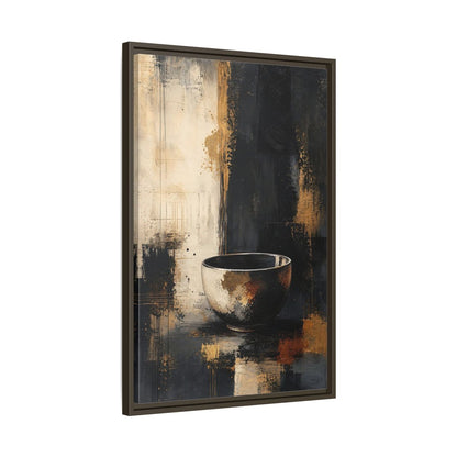 Abstract Bowl Black Gold Framed Canvas Wall Art - Decor for Living Room, Above Console Table shown as canvas wall art