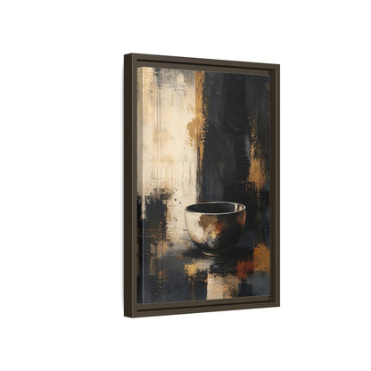 Abstract Bowl Black Gold Framed Canvas Wall Art - Decor for Living Room, Above Console Table shown as canvas wall art