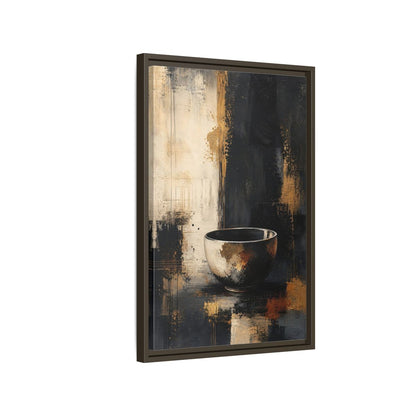 Abstract Bowl Black Gold Framed Canvas Wall Art - Decor for Living Room, Above Console Table shown as canvas wall art