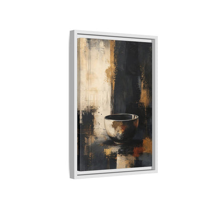 Abstract Bowl Black Gold Framed Canvas Wall Art - Decor for Living Room, Above Console Table shown as canvas wall art