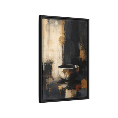 Abstract Bowl Black Gold Framed Canvas Wall Art - Decor for Living Room, Above Console Table shown as canvas wall art