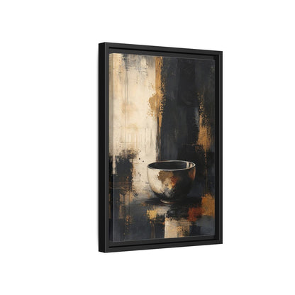 Abstract Bowl Black Gold Framed Canvas Wall Art - Decor for Living Room, Above Console Table shown as canvas wall art