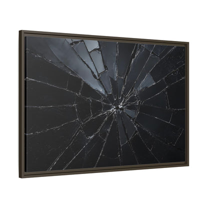 Main Mockup. Abstract Broken Glass Black And Grey shown as stretched canvas wall art