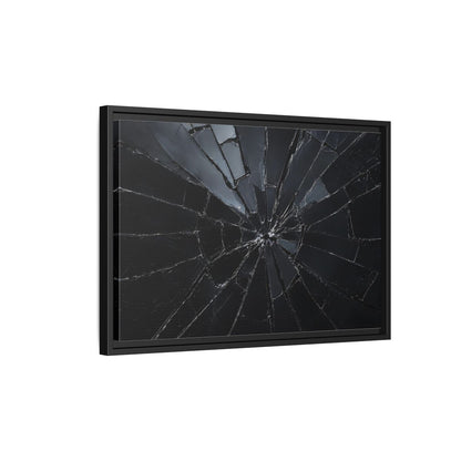 Side Mockup 3. Abstract Broken Glass Black And Grey shown as stretched canvas wall art