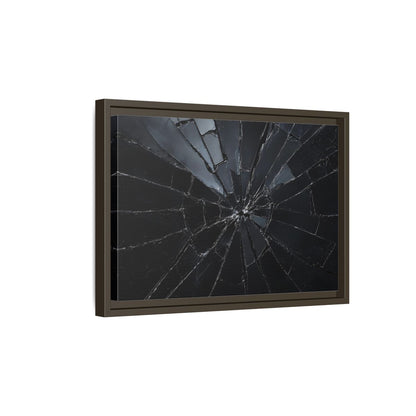 Side Mockup 5. Abstract Broken Glass Black And Grey shown as stretched canvas wall art