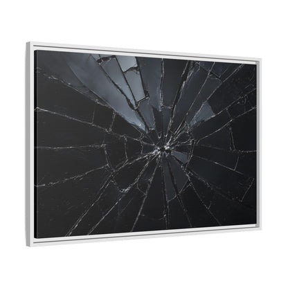 Side Mockup 9. Abstract Broken Glass Black And Grey shown as stretched canvas wall art