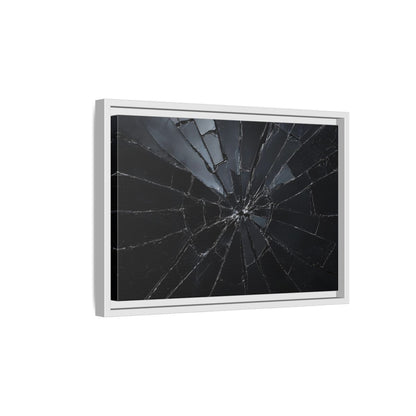 Side Mockup 4. Abstract Broken Glass Black And Grey shown as stretched canvas wall art