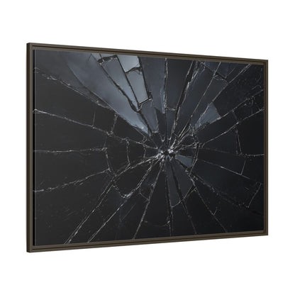 Side Mockup 8. Abstract Broken Glass Black And Grey shown as stretched canvas wall art