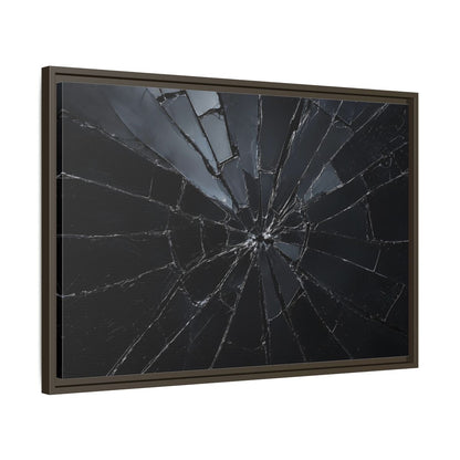 Side Mockup 11. Abstract Broken Glass Black And Grey shown as stretched canvas wall art