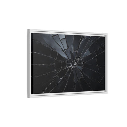 Side Mockup 1. Abstract Broken Glass Black And Grey shown as stretched canvas wall art
