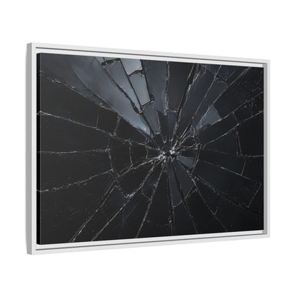 Side Mockup 10. Abstract Broken Glass Black And Grey shown as stretched canvas wall art
