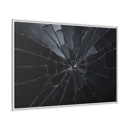 Side Mockup 7. Abstract Broken Glass Black And Grey shown as stretched canvas wall art
