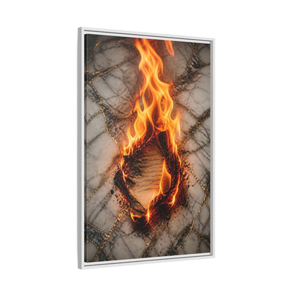 Abstract Burning Paper Orange Gold Art Framed Canvas Wall Print Framed Canvas Wall Art - Living Room shown as canvas wall art
