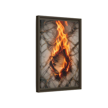 Abstract Burning Paper Orange Gold Art Framed Canvas Wall Print Framed Canvas Wall Art - Living Room shown as canvas wall art