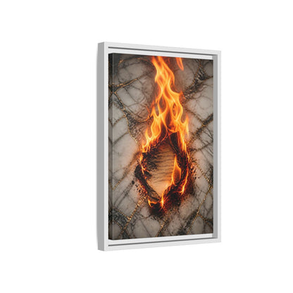 Abstract Burning Paper Orange Gold Art Framed Canvas Wall Print Framed Canvas Wall Art - Living Room shown as canvas wall art