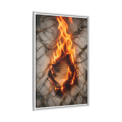 Abstract Burning Paper Orange Gold Art Framed Canvas Wall Print Framed Canvas Wall Art - Living Room shown as canvas wall art