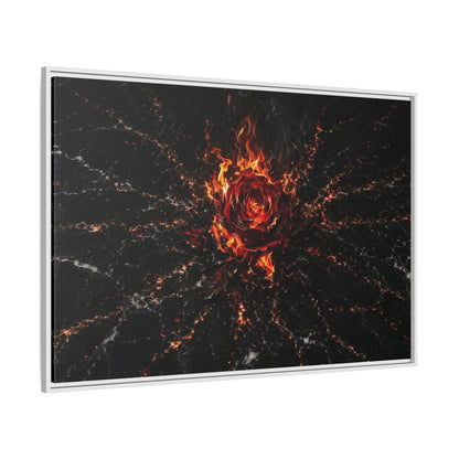 Side Mockup 7. Abstract Burning Rose Red And Black Rose shown as stretched canvas wall art