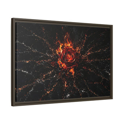 Side Mockup 11. Abstract Burning Rose Red And Black Rose shown as stretched canvas wall art