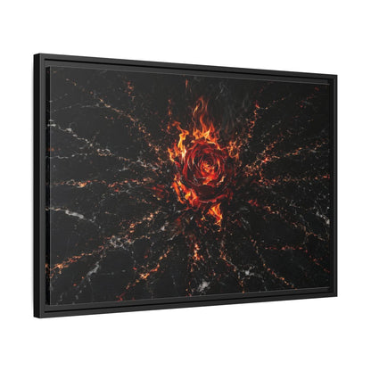 Side Mockup 14. Abstract Burning Rose Red And Black Rose shown as stretched canvas wall art