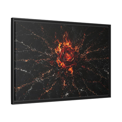 Side Mockup 13. Abstract Burning Rose Red And Black Rose shown as stretched canvas wall art
