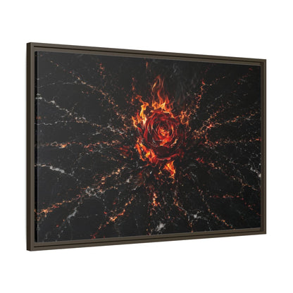 Main Mockup. Abstract Burning Rose Red And Black Rose shown as stretched canvas wall art