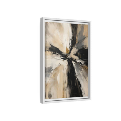 Abstract Burst Black White Gold Framed Canvas Wall Art - Living Room, Above Couch shown as canvas wall art