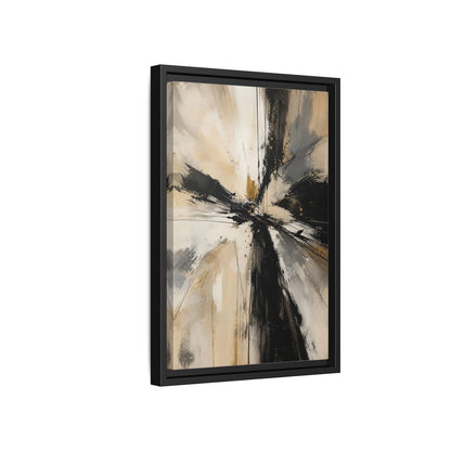 Abstract Burst Black White Gold Framed Canvas Wall Art - Living Room, Above Couch shown as canvas wall art