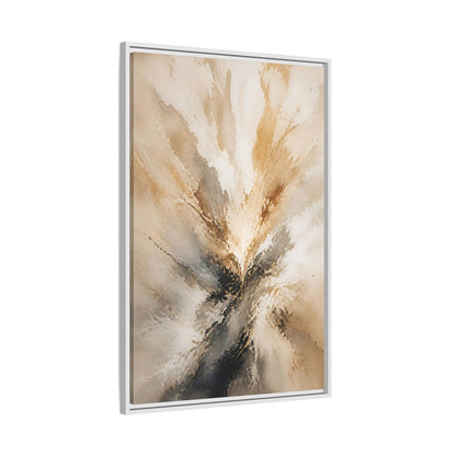 Side Mockup 9. Abstract Abstract Burst Brown And Gold Abstract shown as stretched canvas wall art