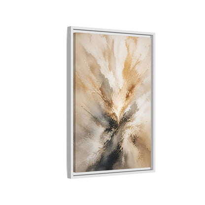 Side Mockup 1. Abstract Abstract Burst Brown And Gold Abstract shown as stretched canvas wall art