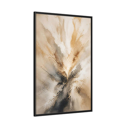 Side Mockup 12. Abstract Abstract Burst Brown And Gold Abstract shown as stretched canvas wall art