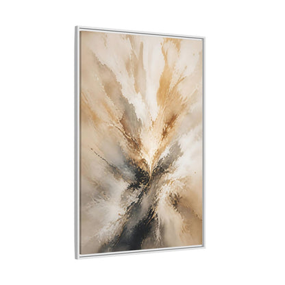 Side Mockup 7. Abstract Abstract Burst Brown And Gold Abstract shown as stretched canvas wall art