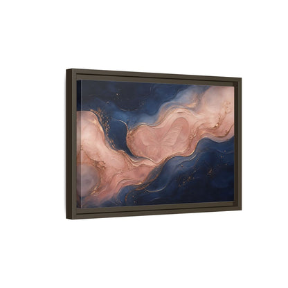 Side Mockup 5. Abstract Butterfly Navy Pink Gold shown as stretched canvas wall art