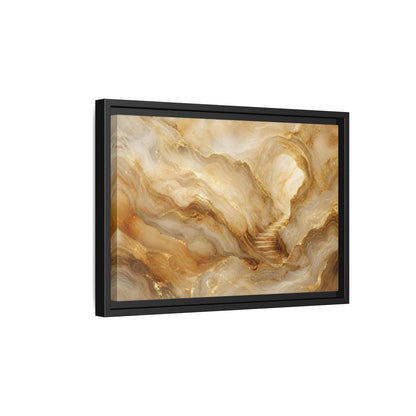 Side Mockup 6. Abstract Cave Stairs Gold Marble Abstract shown as stretched canvas wall art