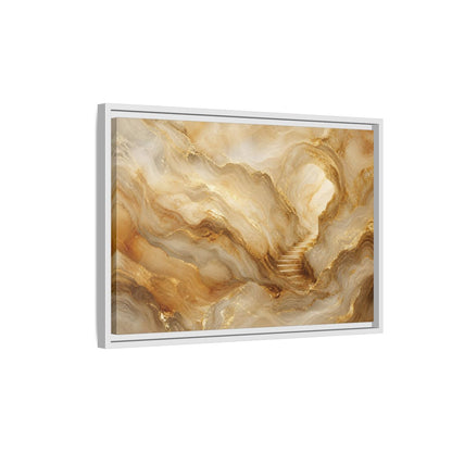 Side Mockup 1. Abstract Cave Stairs Gold Marble Abstract shown as stretched canvas wall art