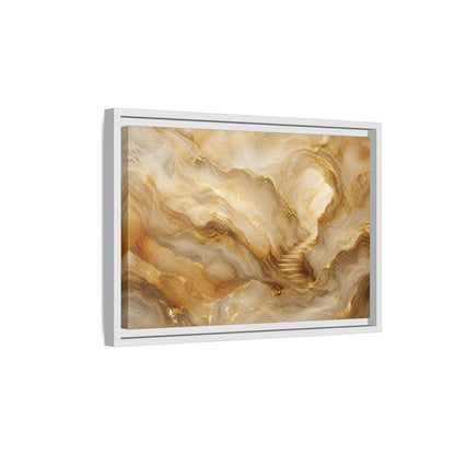 Side Mockup 4. Abstract Cave Stairs Gold Marble Abstract shown as stretched canvas wall art
