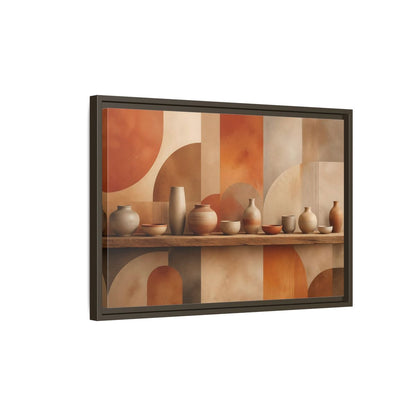 Side Mockup 2. Abstract Ceramic Pottery Terracotta Pottery shown as stretched canvas wall art