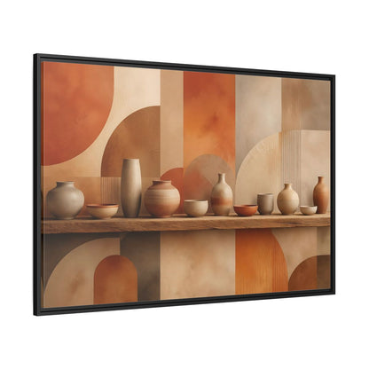 Side Mockup 12. Abstract Ceramic Pottery Terracotta Pottery shown as stretched canvas wall art