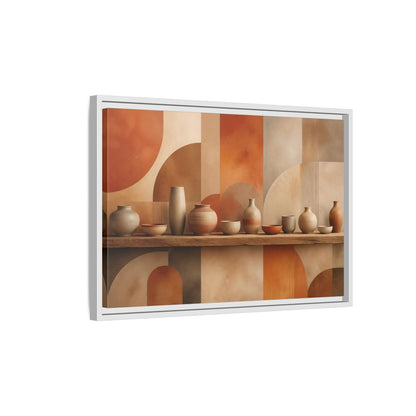 Side Mockup 1. Abstract Ceramic Pottery Terracotta Pottery shown as stretched canvas wall art