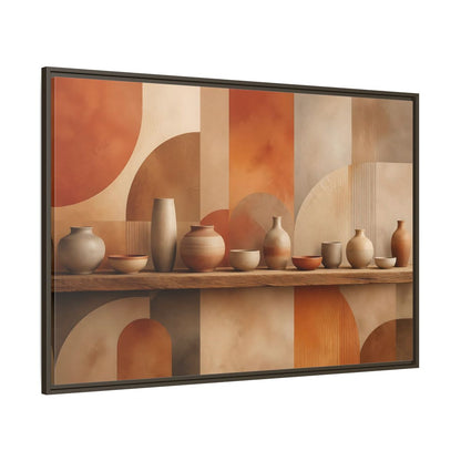 Side Mockup 8. Abstract Ceramic Pottery Terracotta Pottery shown as stretched canvas wall art