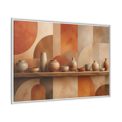 Side Mockup 7. Abstract Ceramic Pottery Terracotta Pottery shown as stretched canvas wall art