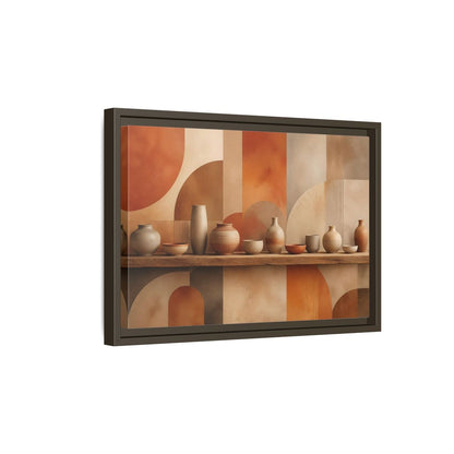Side Mockup 5. Abstract Ceramic Pottery Terracotta Pottery shown as stretched canvas wall art
