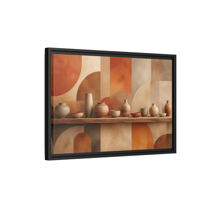 Side Mockup 3. Abstract Ceramic Pottery Terracotta Pottery shown as stretched canvas wall art